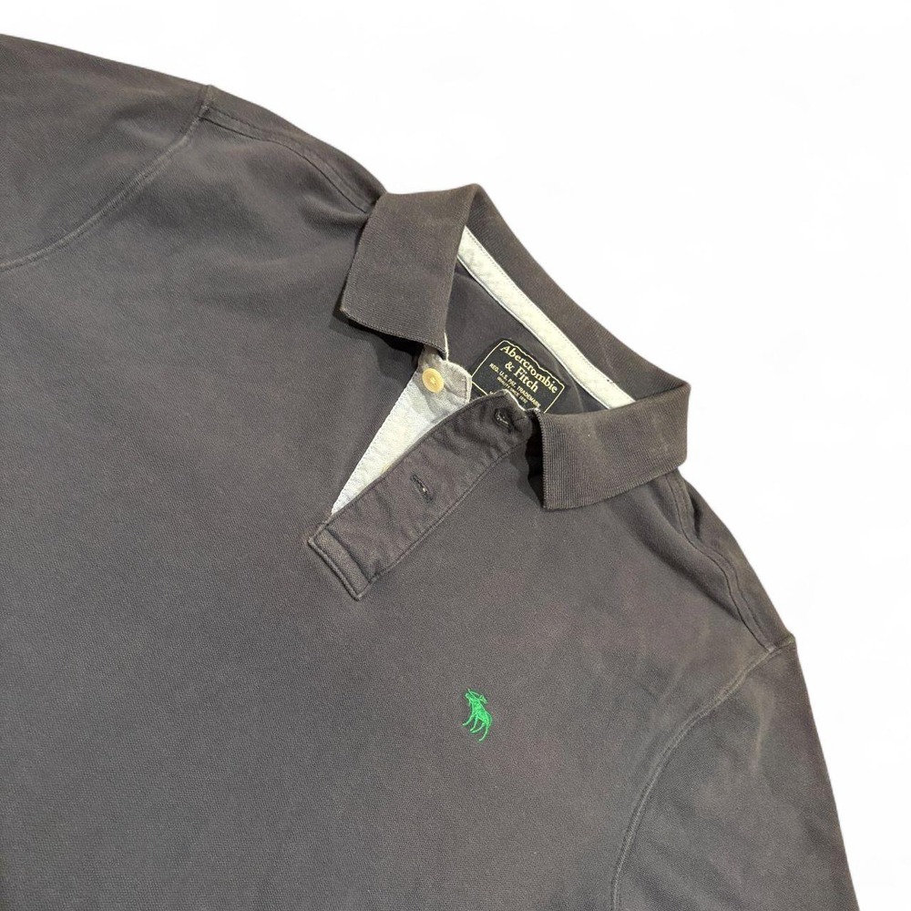 Abercrombie & Fitch Mens Large Gray Short Sleeve Moose Logo Polo Shirt